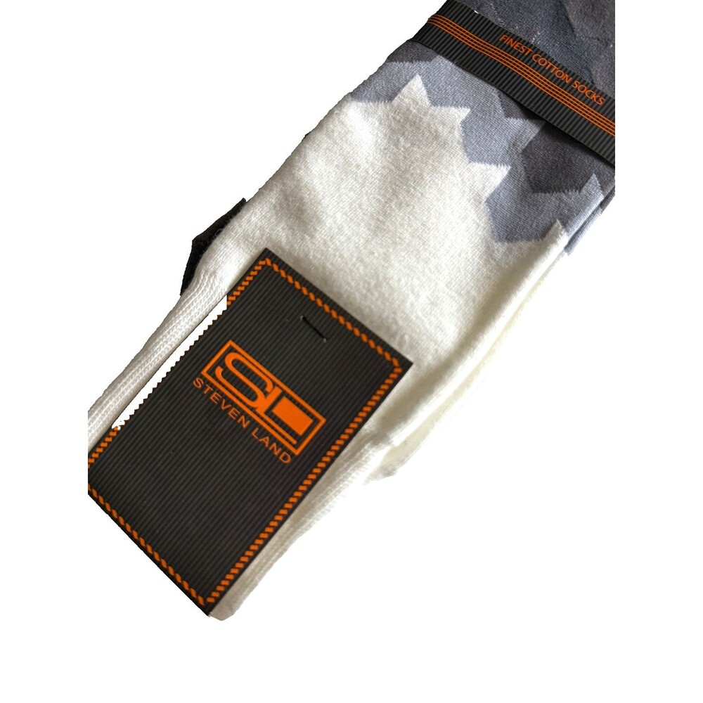 Steven Land Mens Dress Socks Casual Fun Black White Gray Cotton Sock Size 10-13